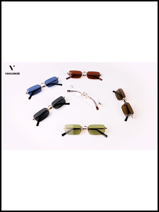 Rimless Rectangle Y2K Sunglasses UV400 Protection